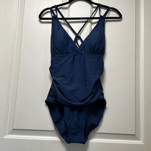NWT KI LAPHEE One Piece Slimming Suit Navy Blue Sz Medium